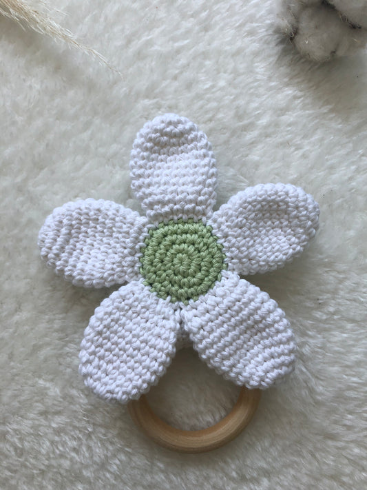 Anneau de dentition flower - Fait à la main au crochet - Made in France