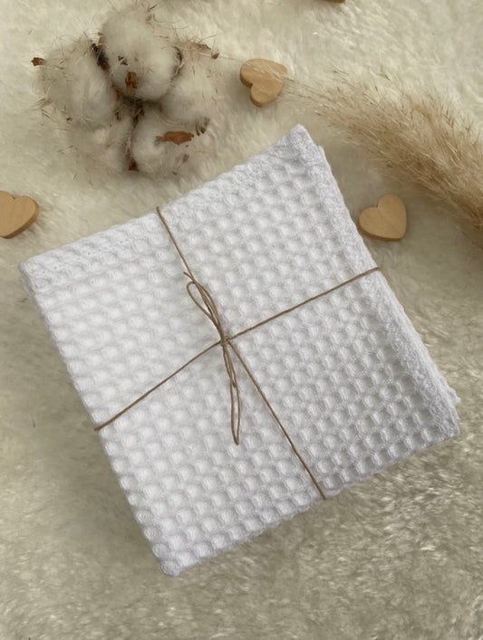 10 Carrés lavables - tissu nid d'abeille