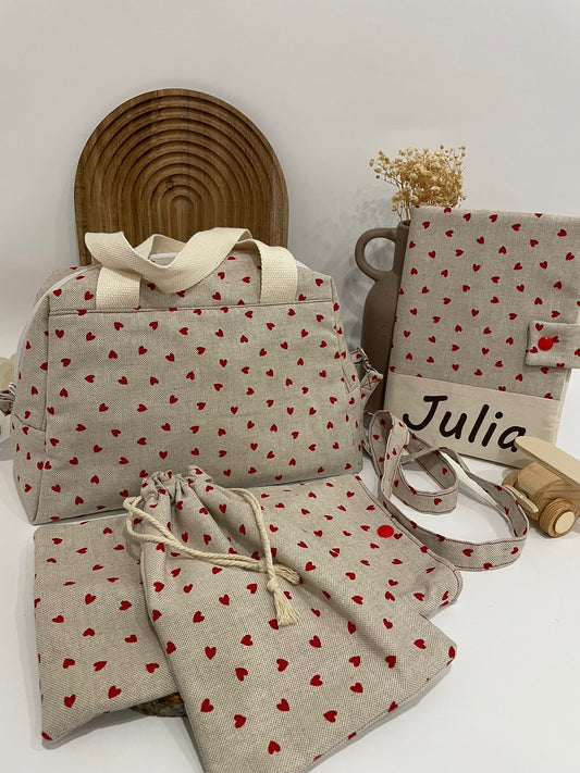 Coffret Sac à Langer et ses accessoires - Fait à la main - Made in France