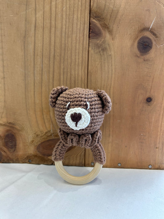 Anneau de dentition cuty ours - Fait à la main au crochet - Made in France