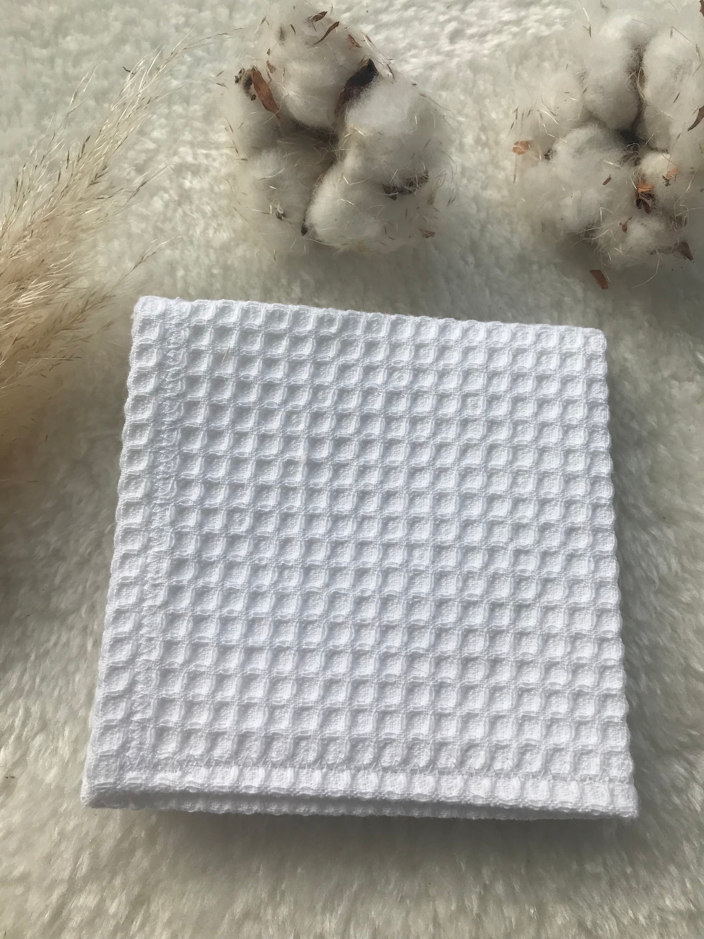 5 Carrés lavables - tissu nid d'abeille